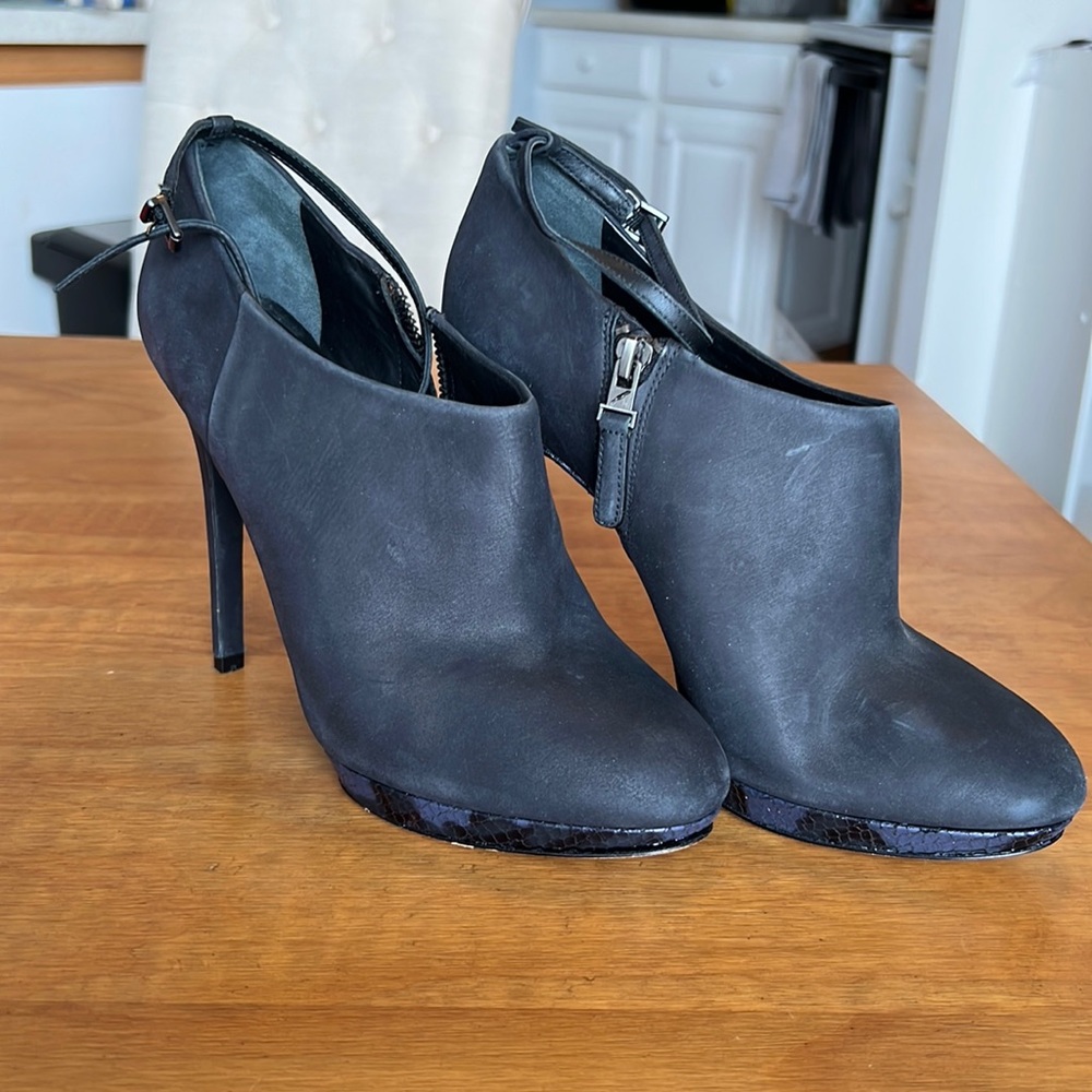 Brian Atwood Bootie Heels, suede and leather